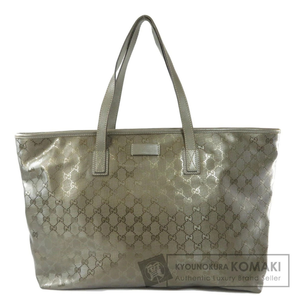 Gucci GG Imprime Tote Shoulder Bag metallic khaki Green